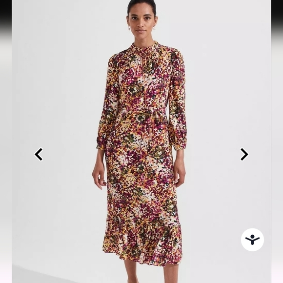 Hobbs London Dresses & Skirts - HOBBS LONDON CAMELLIA FLORAL MIDI DRESS HIGH NECK SIZE 8